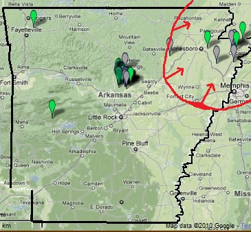 AR seismic activity 2010