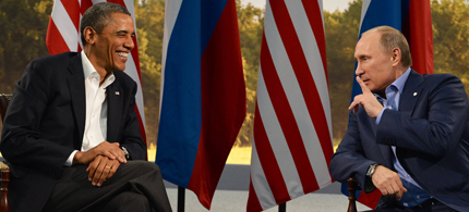 President Barack Obama pictured with Russian president Vladimir Putin in Ireland last June. (photo: Evan Vucci/AP)