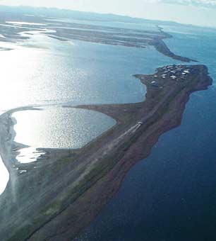 Aerial view of Kivalina, Alaska.