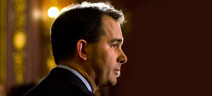 Wisconsin Gov. Scott Walker faces the next step in the effort to recall him on Tuesday. (photo: Capital Times)