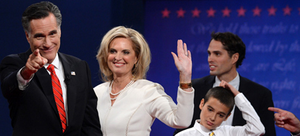 GOP Presidential Candidate Mitt Romney with family following the first Presidential debate.  (Photo: Saul Loeb/Getty Images)