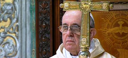 Pope Francis celebrates his inaugural Mass with cardinals inside the Sistine Chapel, 03/14/13. (photo: CTV/AP)